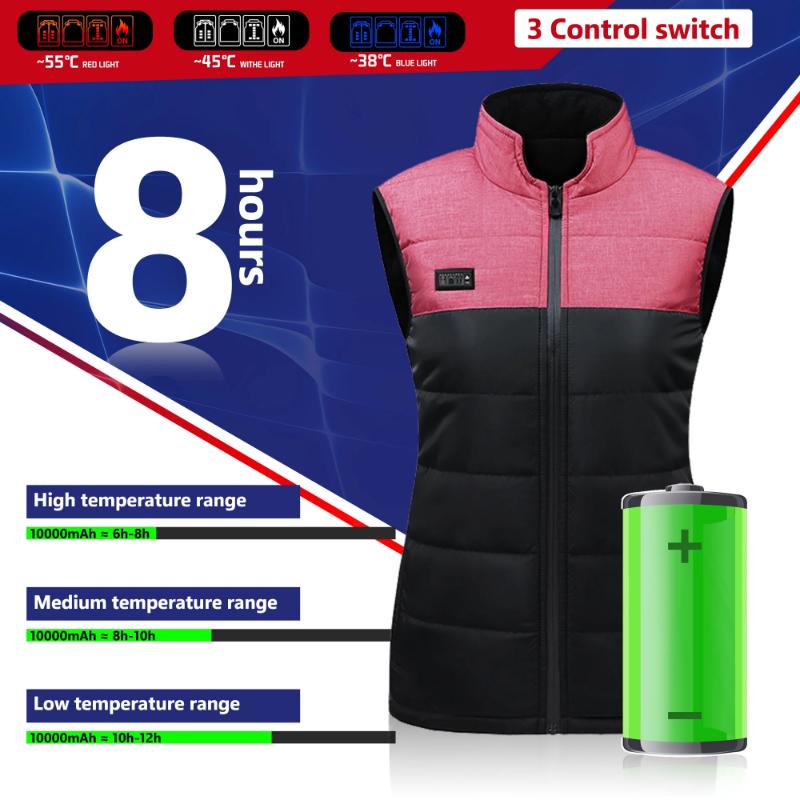 NEW Hot Sale 21 Areas Heating Vest Four Switch Control Men Heating Jacket USB Electric Heated Clothing Women Thermal Vest Warm Winter