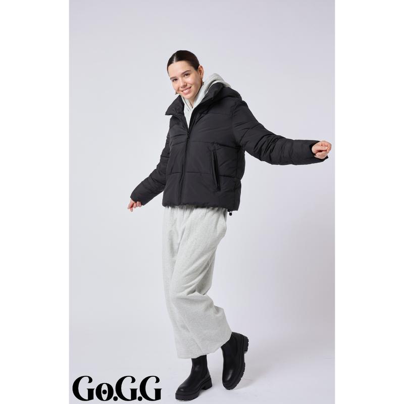 [Bargin-hunting No restocks]Go.G.G Fitted Detachable Hooded Puffer Jacket, Men's Women's Winter Basic Warm Coat with Removable Hood Zip Deep Pockets