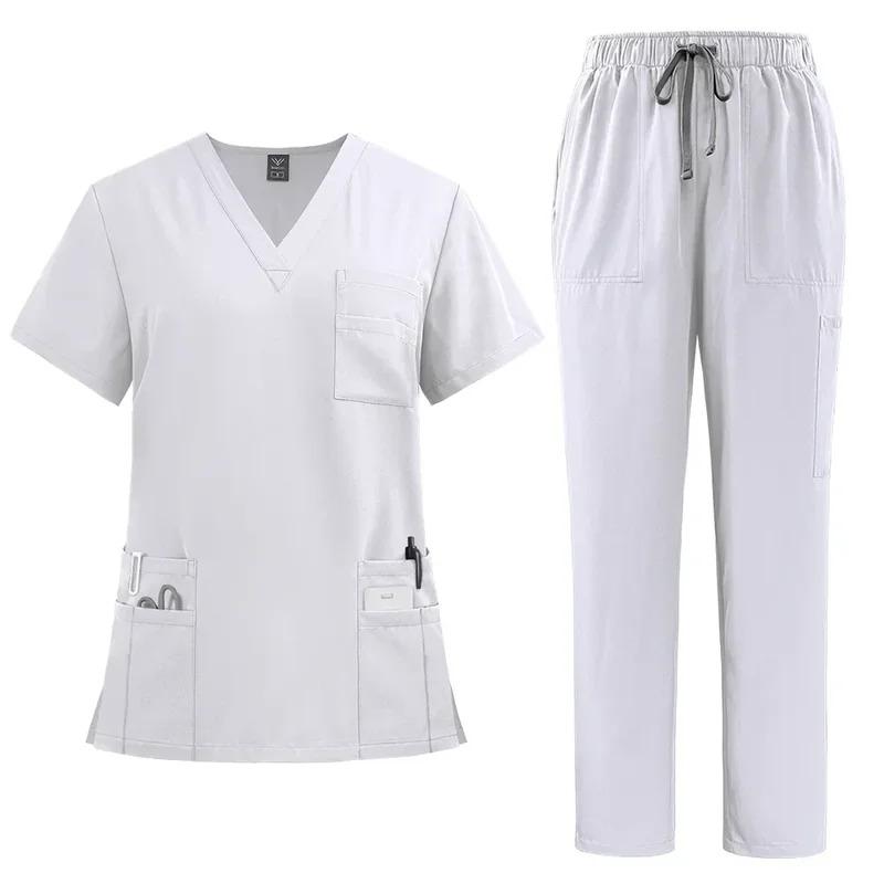 Unisex Medical Uniforms Men Women Nursing Clothes Beauty Costume Nurse Scrubs Sets Doctor Dentist Workwear Clinical Tops Pants