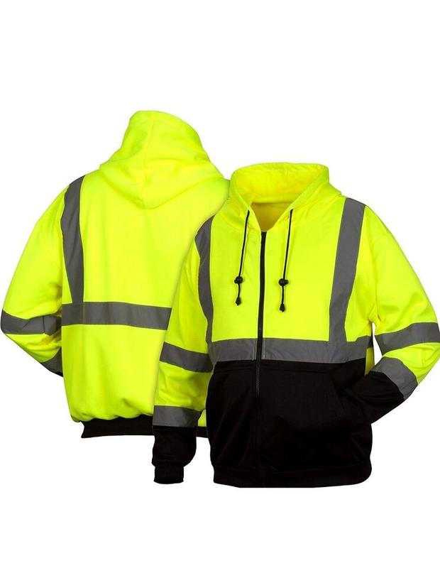 High Visibility Safety Sweaters in various colors   Class 3 Safety Sweater with Hoodie and zipper closure