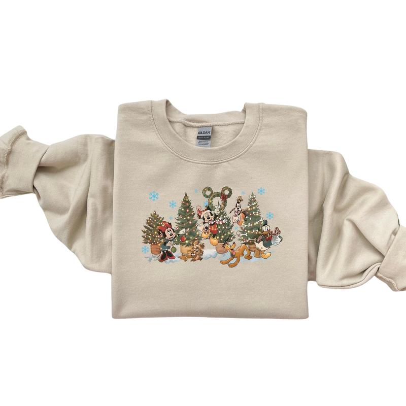 Vintage Di-ney Christmas Tree Sweatshirt, M-ckey And Friends Christmas Sweatshirt, Vintage Di-ney Christmas Sweatshirt
