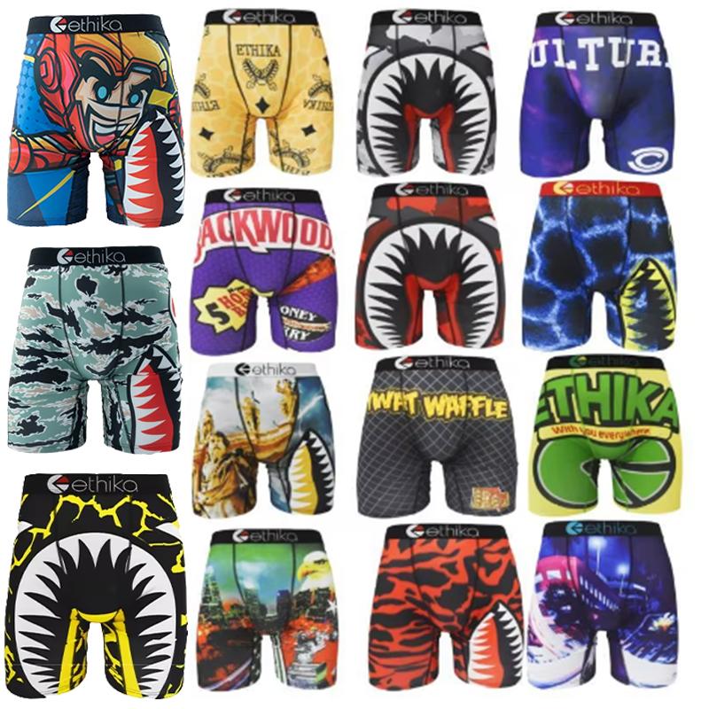 3 Pieces ETHIKA Fashion Sexy Men's Briefs Boxer Briefs Shark Printed Men's Briefs Sports Briefs Underwear Boxer Briefs Plus Size Menswear