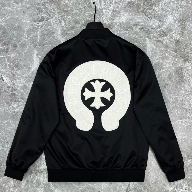 Unisex Chrome Hearts Windbreaker with Roman Letter Embroidery and Fuzzy Cross Detail, Oversized Fit,sports, stadium, fashion, luxury