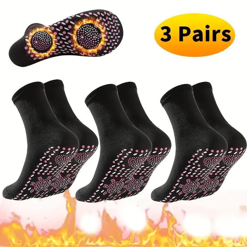 Christmas Self-heating Foot Massage Socks, 3 Pairs Comfortable Warm Massage Socks, Foot Care Socks for Men & Women, Sports & Outdoor Accessories