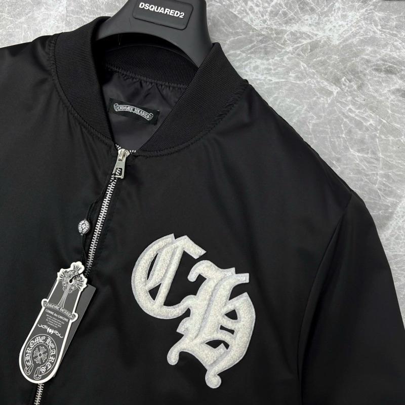 Unisex Chrome Hearts Windbreaker with Roman Letter Embroidery and Fuzzy Cross Detail, Oversized Fit,sports, stadium, fashion, luxury