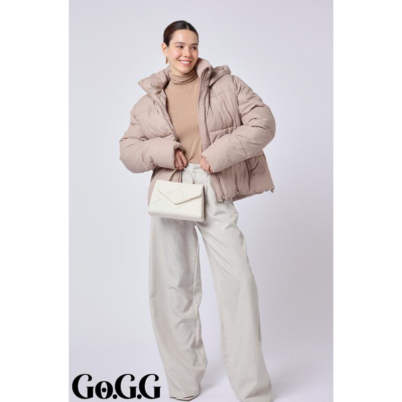 [Bargin-hunting No restocks]Go.G.G Fitted Detachable Hooded Puffer Jacket, Men's Women's Winter Basic Warm Coat with Removable Hood Zip Deep Pockets