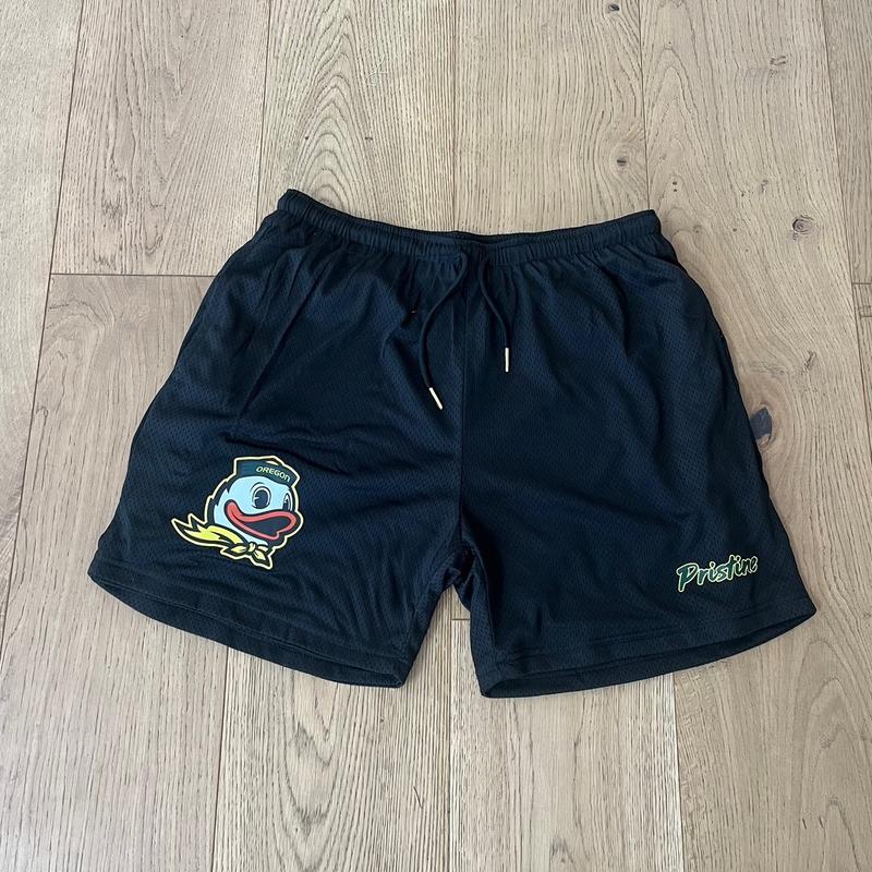 Black Oregon “script” double layered mesh shorts (5 Inch inseam)