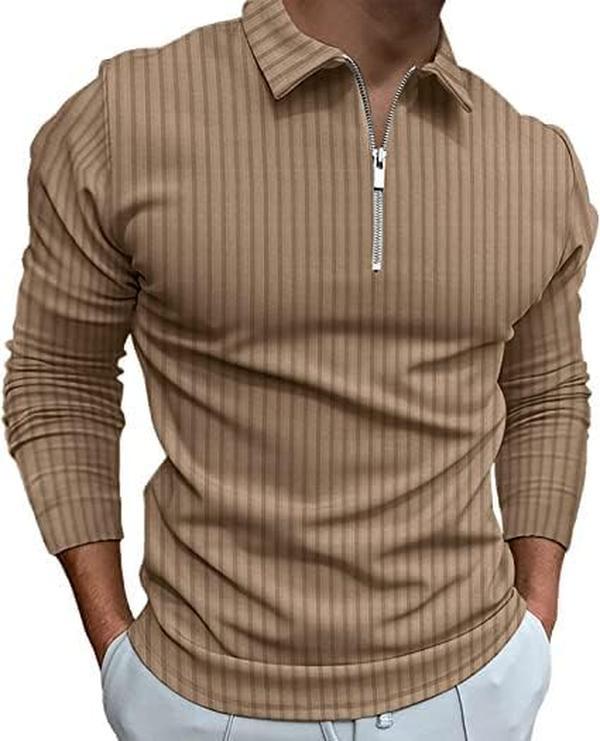 Men's Long Sleeve Polo Shirts, Muscle T Shirts Golf Long Sleeve Stretch Slim Fit Workout Tee