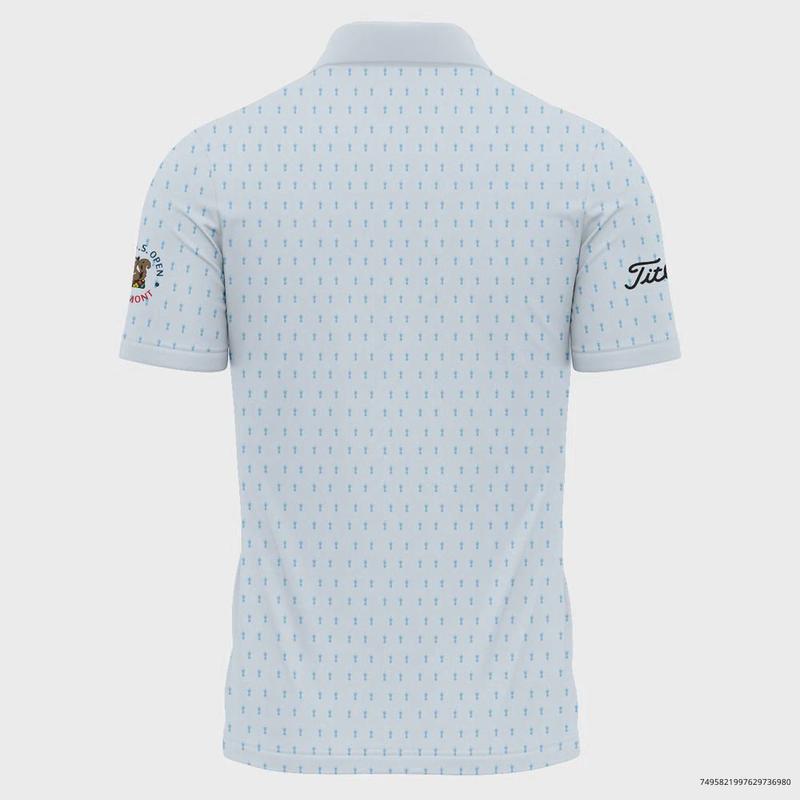 Special Release Light Blue Titleistt 125th U.S. Open Oakmont Polo Shirt All Over Prints  Sports Golf Polo Shirt for Men