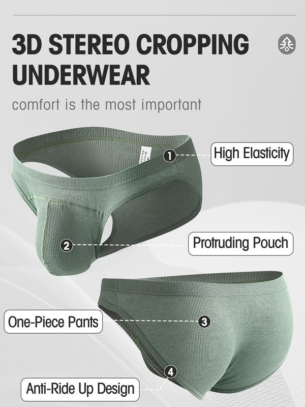 Men's Basic Solid Color Brief, Breathable Comfortable Underwear for Daily Wear, Men's Underwear for All Seasons, Underwear for Men