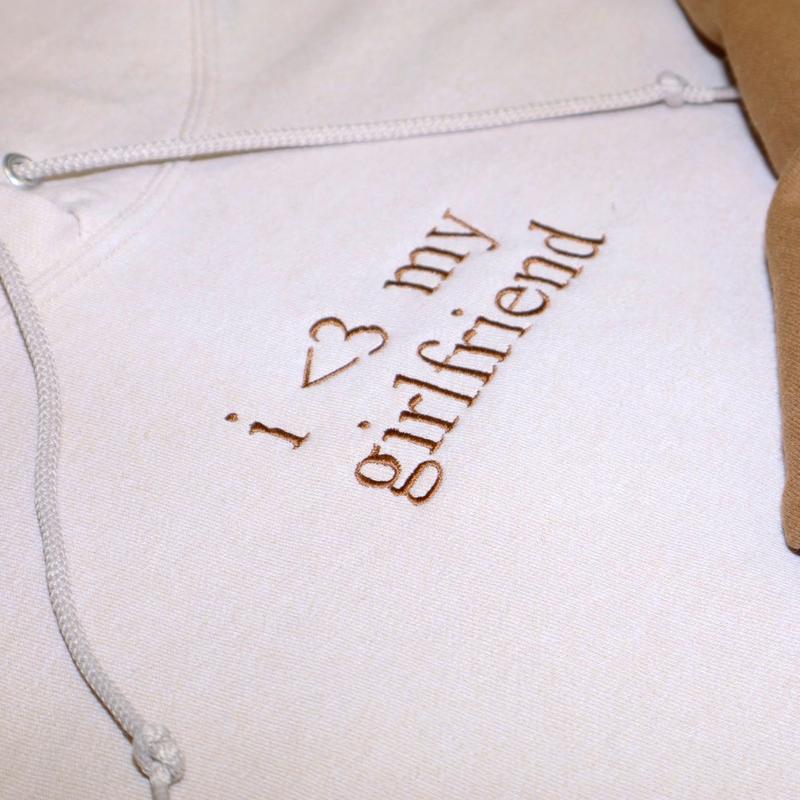 I Love My Girlfriend and Boyfriend Embroidered T-Shirt Hoodie Sweatshirt, I Heart My Girlfriend Shirt, Anniversary Gift, Valentine Gift, Boyfriend Shirt For Him, Her, Unisex, Christmas Gift, Boyfriend Gift Cotton Top Womenswear Pullover Handmade