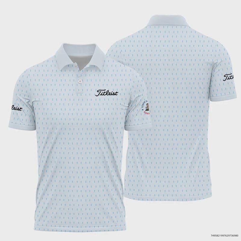 Special Release Light Blue Titleistt 125th U.S. Open Oakmont Polo Shirt All Over Prints  Sports Golf Polo Shirt for Men