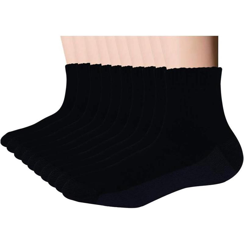 10 Pack Men's Cotton Moisture Wicking Cushion Low Cut Socks Menswear Ribbed