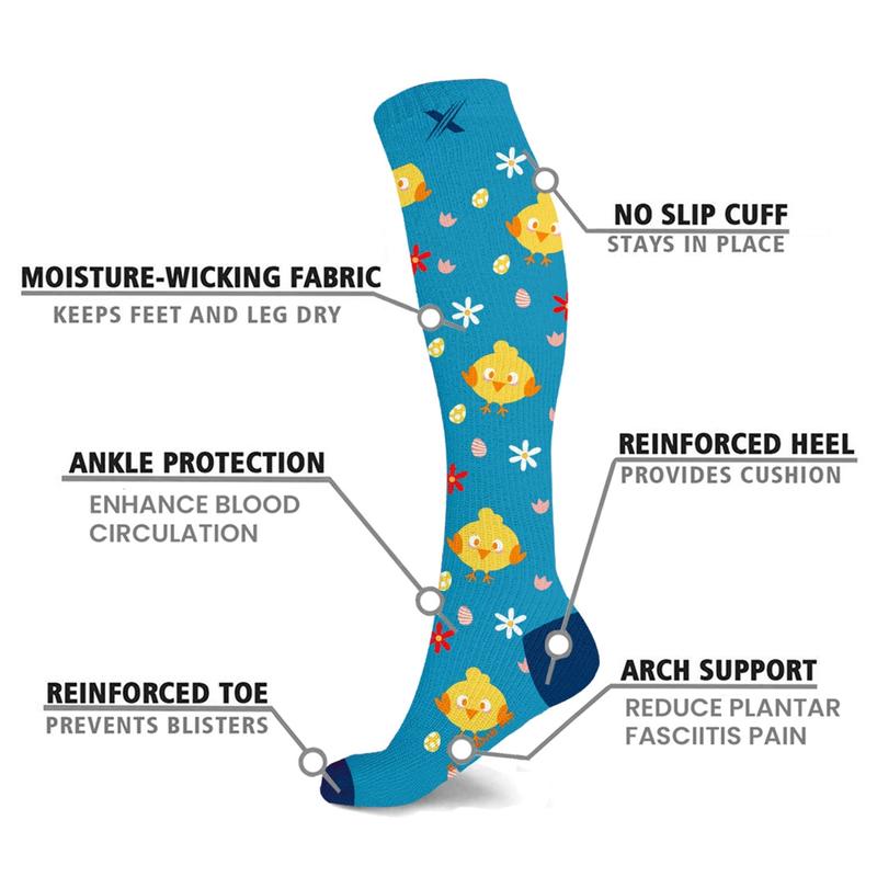 Extreme Fit Knee-High Support Socks Novelty Collection (6-Pairs) - Moisture-Wicking & Comfort Fit