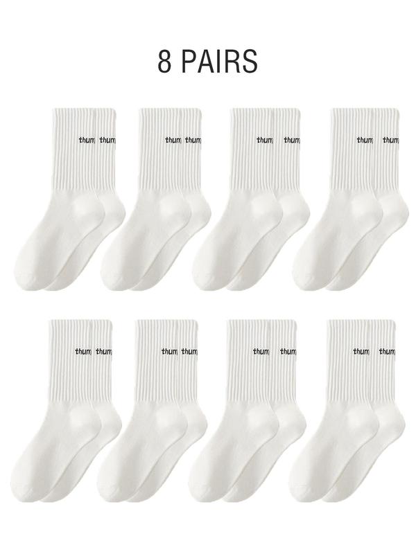 Men's Letter Embroidery Crew Socks, Casual Comfortable Breathable Mid-calf Socks for Daily Wear, Men's Socks for All Seasons