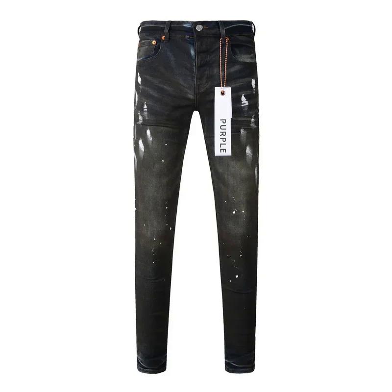 Purple Jeans American High Street Distressed Black Paint 2024 New Fashion Trend High Quality Jeans Menswear Pants