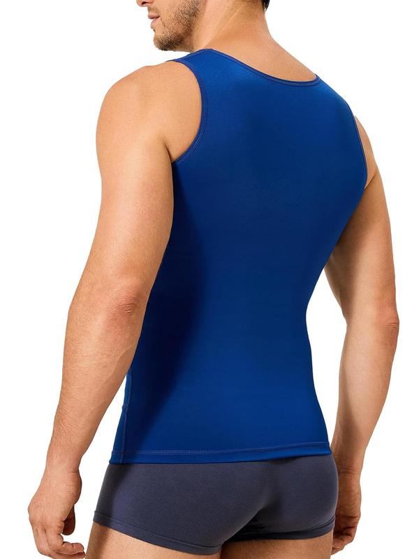 Men's Solid Color High Stretch Shapewear Tank Top, Breathable Comfortable Shaper Vest, Tummy Control Shapewear for Men