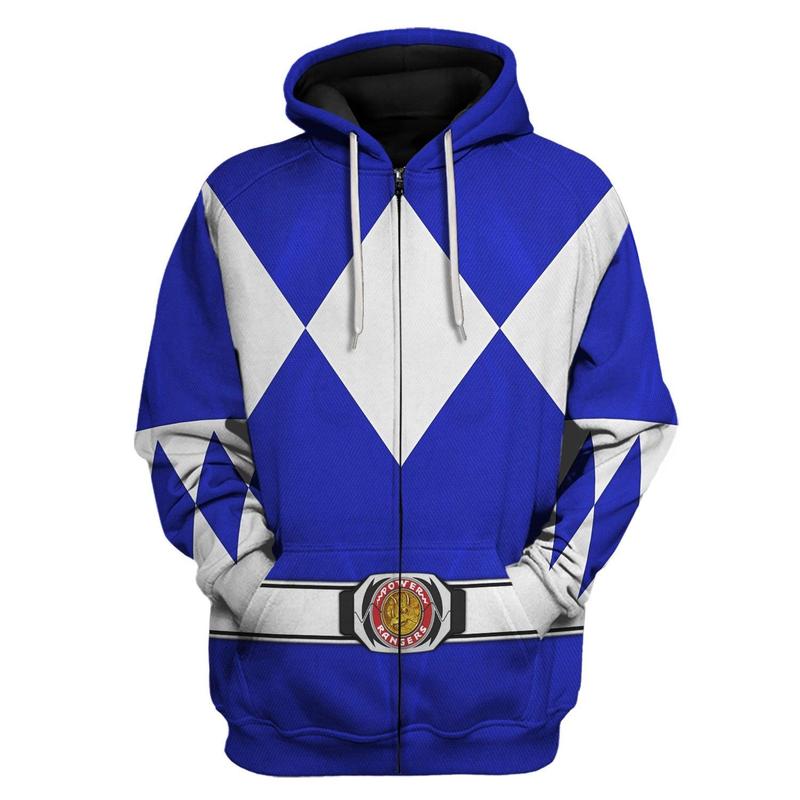 Blue Ranger Mighty Morphin Hoodies Sweatshirt T-shirt Hawaiian Halloween Cosplay