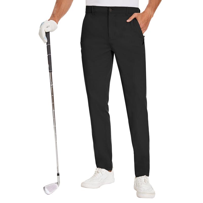 PULI Golf Pants Men Stretch Slim fit Hiking Pants Lightweight Dress Casual Tapered Zipper Pockets