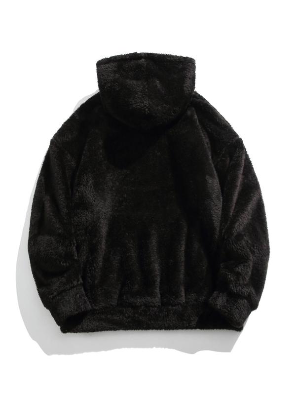 Men's Solid Pocket Long Sleeve Fuzzy Hoodie, Loose Casual Hooded Sweatshirt for Fall, Fall Outfits 2024, Fall Drippy Outfits, 2000s Clothes, Going Out Outfit, Cozy Fall Outfits, Essential Hoodies, Hoodies for Men, Fall outfits, Fallfreshness, 90s Clothes