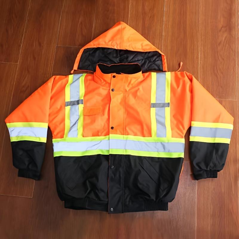 [Rapid shipment]1pc, Autumn and Winter Work Jacket with Hat, Reflective Clothing for Night, Waterproof Reflective Workwear, Riding in Heavy Rain, Outdoor Clothing