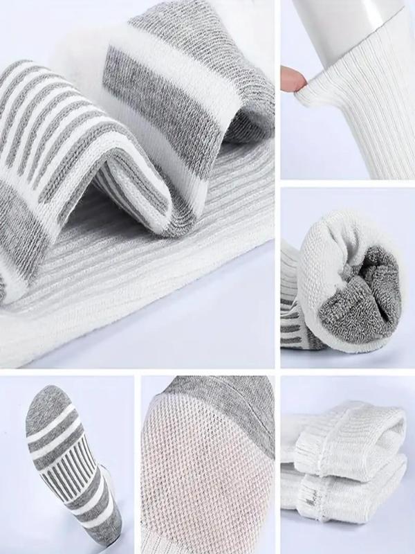 Men's Colorblock & Striped Print Crew Socks, Casual Comfy Breathable Socks for Daily Wear, Athletic Running Socks for All Seasons