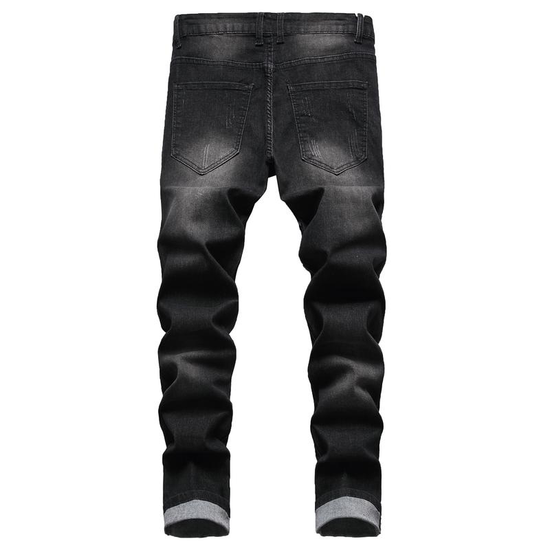 Men's Slim Fit Jeans Ripped Skinny Jeans for Men, Fashion Biker Jeans Stretch Moto Denim Pants Fabric Menswear