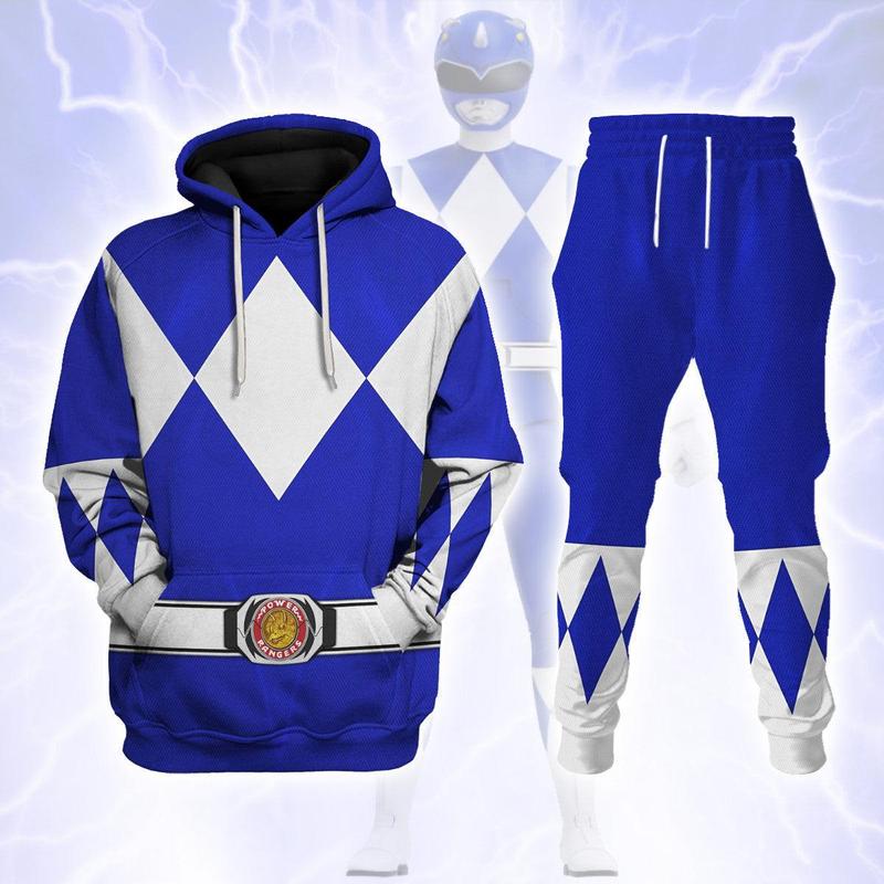 Blue Ranger Mighty Morphin Hoodies Sweatshirt T-shirt Hawaiian Halloween Cosplay