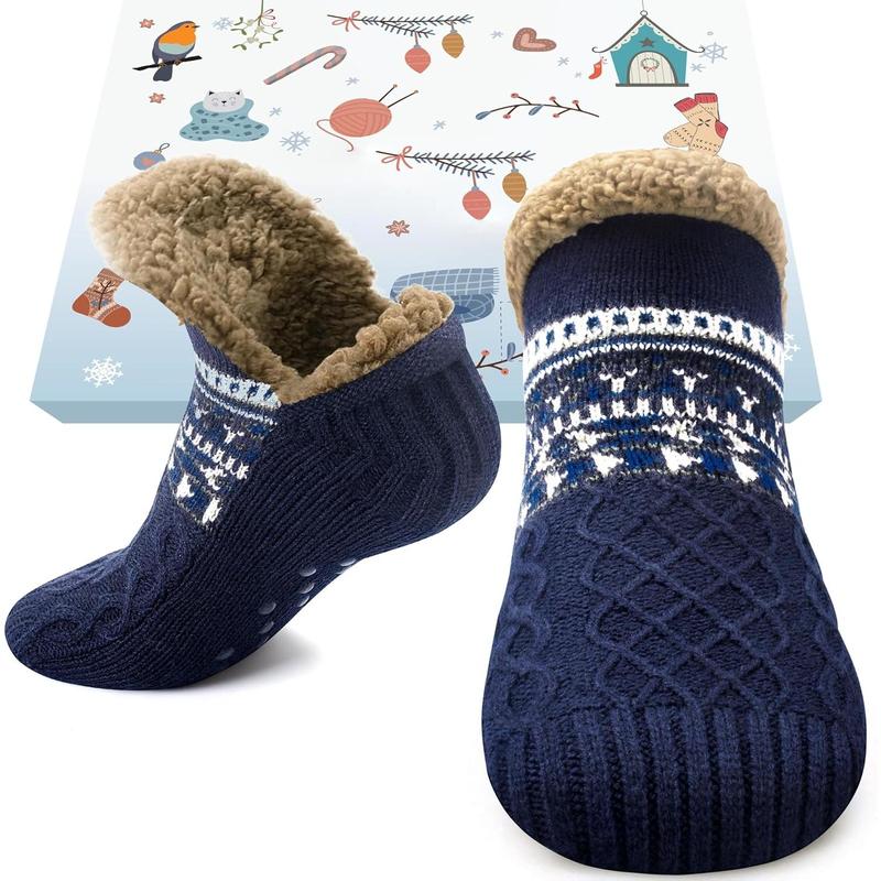 Stocking Stuffers for Adults Men Him: Fuzzy Slipper Socks with Grips Winter Thick Warm Cabin Thermal Socks Comfy Non Slip, Christmas Gifts for Men Husband Dad Grandpa Him Boyfriend Cozy Holiday Gifts