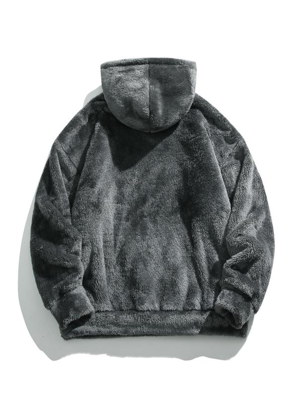 Men's Solid Pocket Long Sleeve Fuzzy Hoodie, Loose Casual Hooded Sweatshirt for Fall, Fall Outfits 2024, Fall Drippy Outfits, 2000s Clothes, Going Out Outfit, Cozy Fall Outfits, Essential Hoodies, Hoodies for Men, Fall outfits, Fallfreshness, 90s Clothes