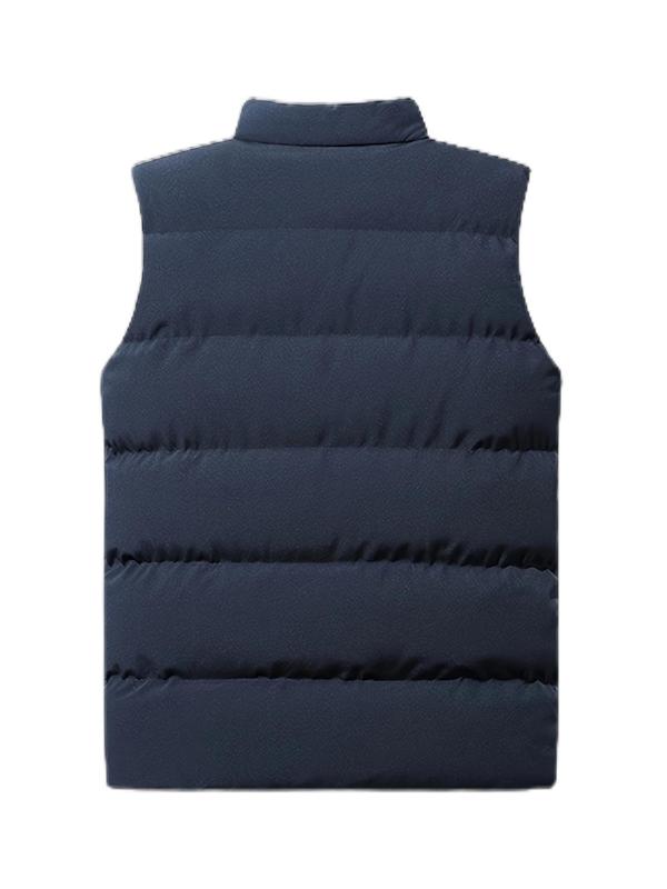 Men's Solid Zip Up Funnel Neck Gilet, Regular Fit Casual Zipper Pocket Vest Outerwear for Fall & Winter, Men's Clothes for Daily Wear