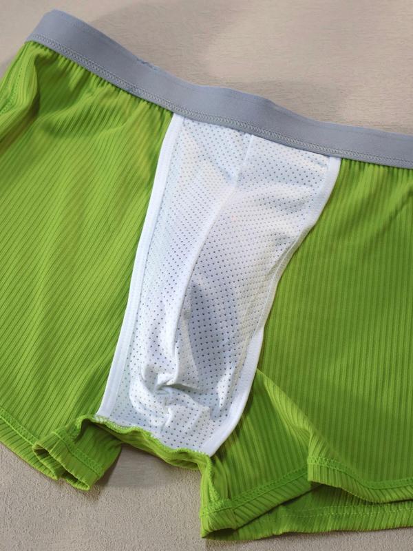 Men's Solid Color Boxer Brief, Breathable Comfortable Underwear for Daily Wear, Casual Men's Underwear for All Seasons