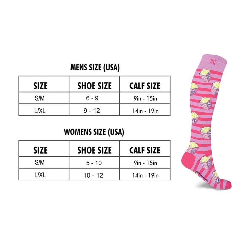 Extreme Fit Knee-High Support Socks Novelty Collection (6-Pairs) - Moisture-Wicking & Comfort Fit