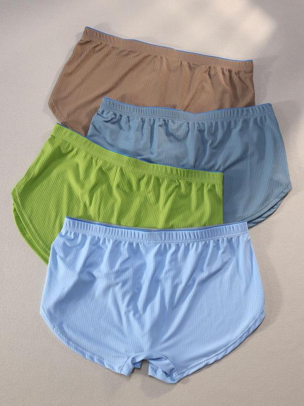 Men's Solid Color Boxer Brief, Breathable Comfortable Underwear for Daily Wear, Casual Men's Underwear for All Seasons