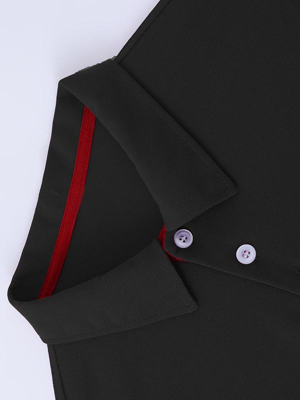 Men's Cartoon Cigarette Print Short Sleeve Polo Shirt, Regular Fit Casual Button Front Polo Collared Top for Summer, Fashion Men's Clothes for Daily Wear