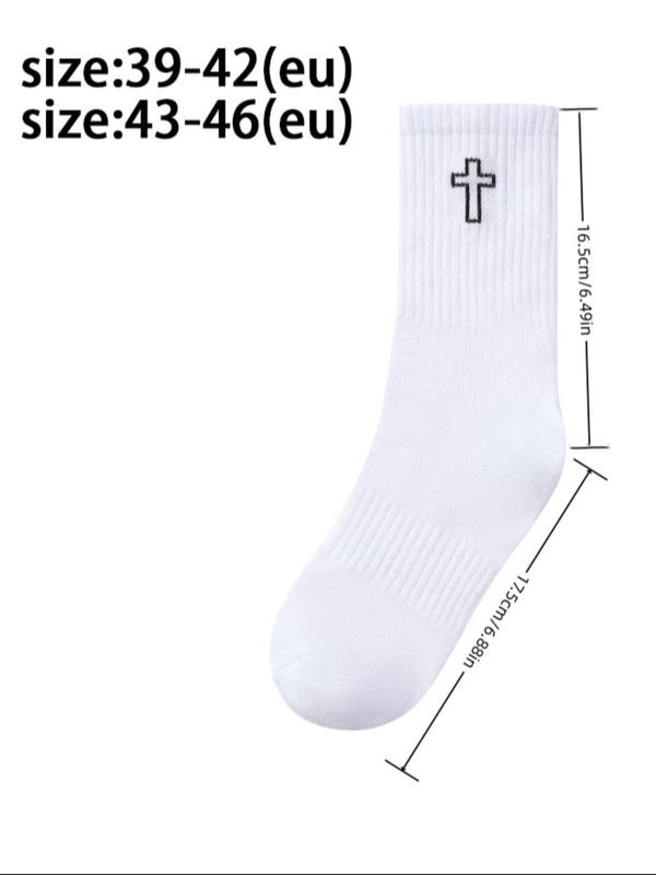 Men's Cross Print Crew Socks, Casual Comfy Breathable Mid-calf Socks for Daily Wear, Men's Socks for All Seasons