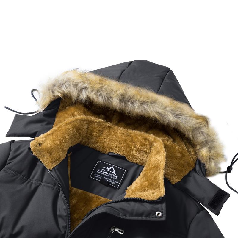 Men's Winter Coat Fleece Lined Parka Jacket Hooded Puffer Jacket Thicken Warm Fur Coat Men Outerwear