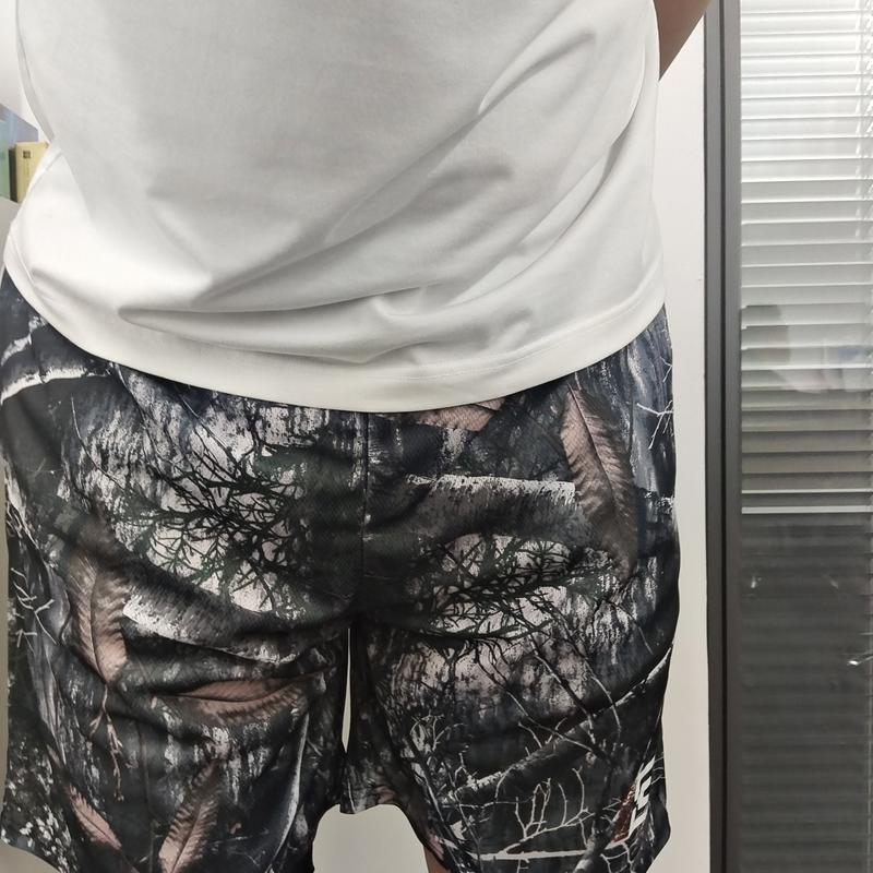 Camouflage Camo Shorts New casual comfort Old tree high waist shorts Men's muscle fitness quarter pants mesh breathable, men'sand women's elastic shorts Menswear Underwear Tropical Trouser Polyester Stylish Loose Workout