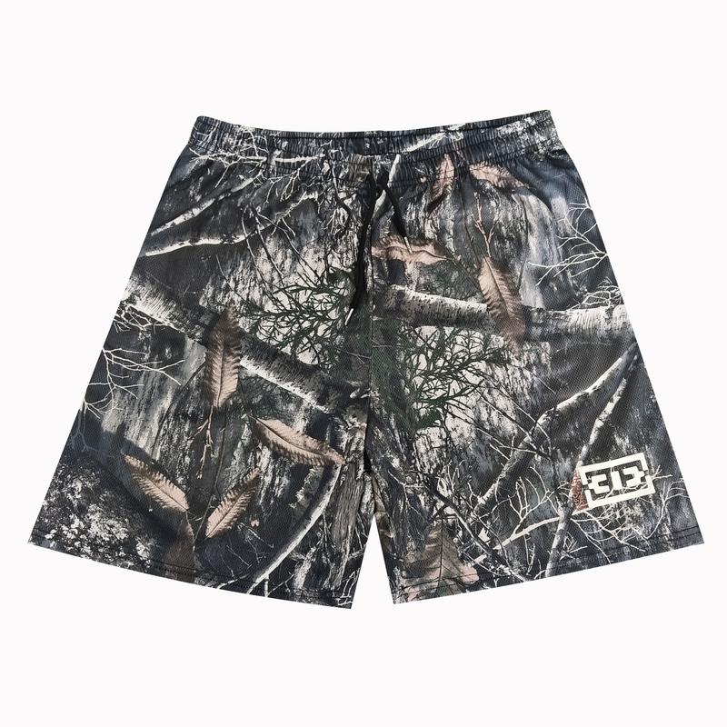 Camouflage Camo Shorts New casual comfort Old tree high waist shorts Men's muscle fitness quarter pants mesh breathable, men'sand women's elastic shorts Menswear Underwear Tropical Trouser Polyester Stylish Loose Workout