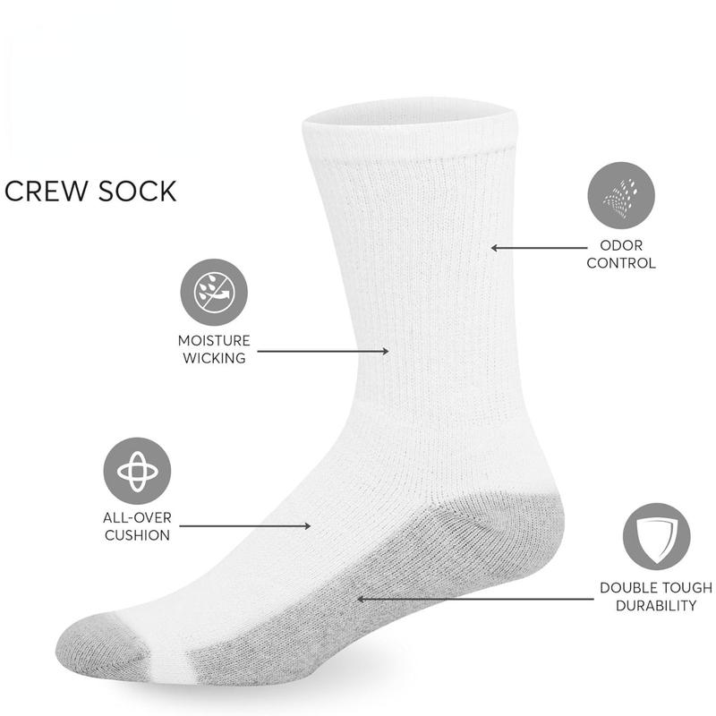 Men's Double Tough Crew Socks, 12-Pair Pack