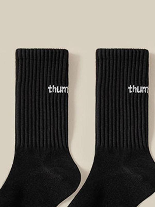 Men's Letter Embroidery Crew Socks, Casual Comfortable Breathable Mid-calf Socks for Daily Wear, Men's Socks for All Seasons