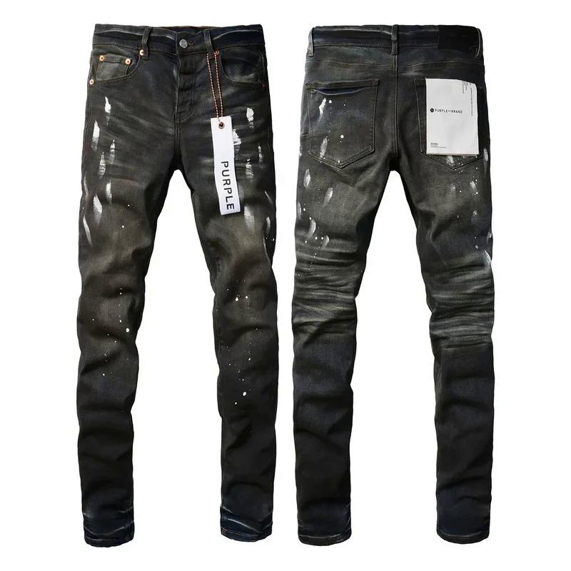 Purple Jeans American High Street Distressed Black Paint 2024 New Fashion Trend High Quality Jeans Menswear Pants