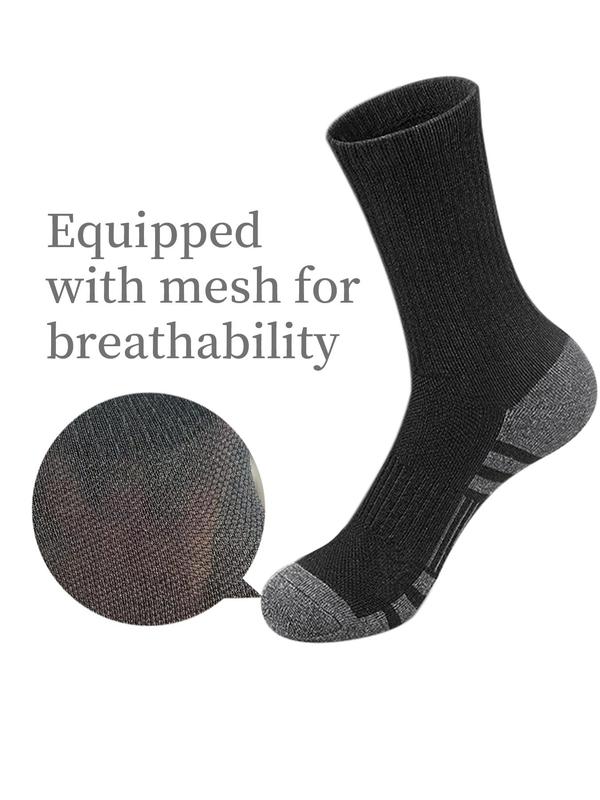 Men's Colorblock & Striped Print Crew Socks, Casual Comfy Breathable Socks for Daily Wear, Athletic Running Socks for All Seasons