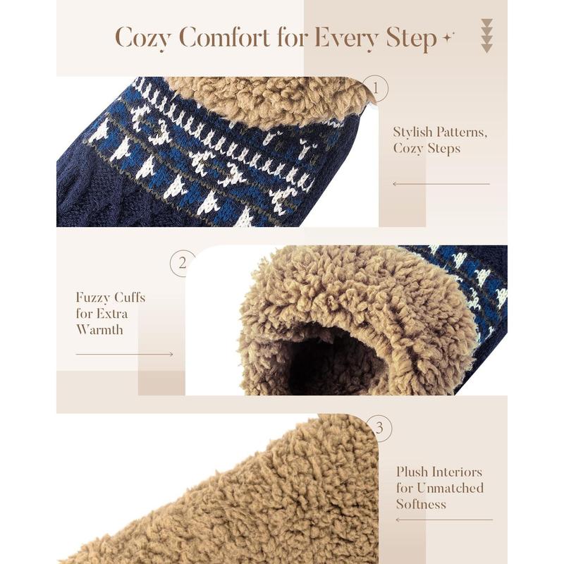 Stocking Stuffers for Adults Men Him: Fuzzy Slipper Socks with Grips Winter Thick Warm Cabin Thermal Socks Comfy Non Slip, Christmas Gifts for Men Husband Dad Grandpa Him Boyfriend Cozy Holiday Gifts