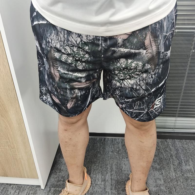 Camouflage Camo Shorts New casual comfort Old tree high waist shorts Men's muscle fitness quarter pants mesh breathable, men'sand women's elastic shorts Menswear Underwear Tropical Trouser Polyester Stylish Loose Workout