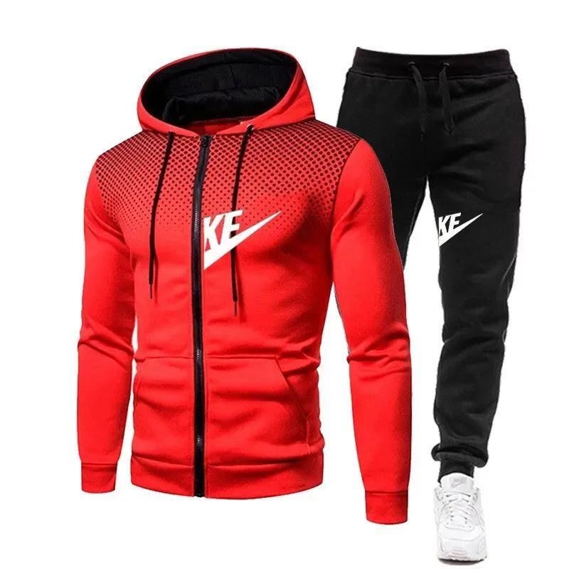 New High Quality Men's Autumn Winter Sets Zipper Hoodie+Pants Pieces Casual Tracksuit Male Sportswear Warm Clothing Sweat Suit