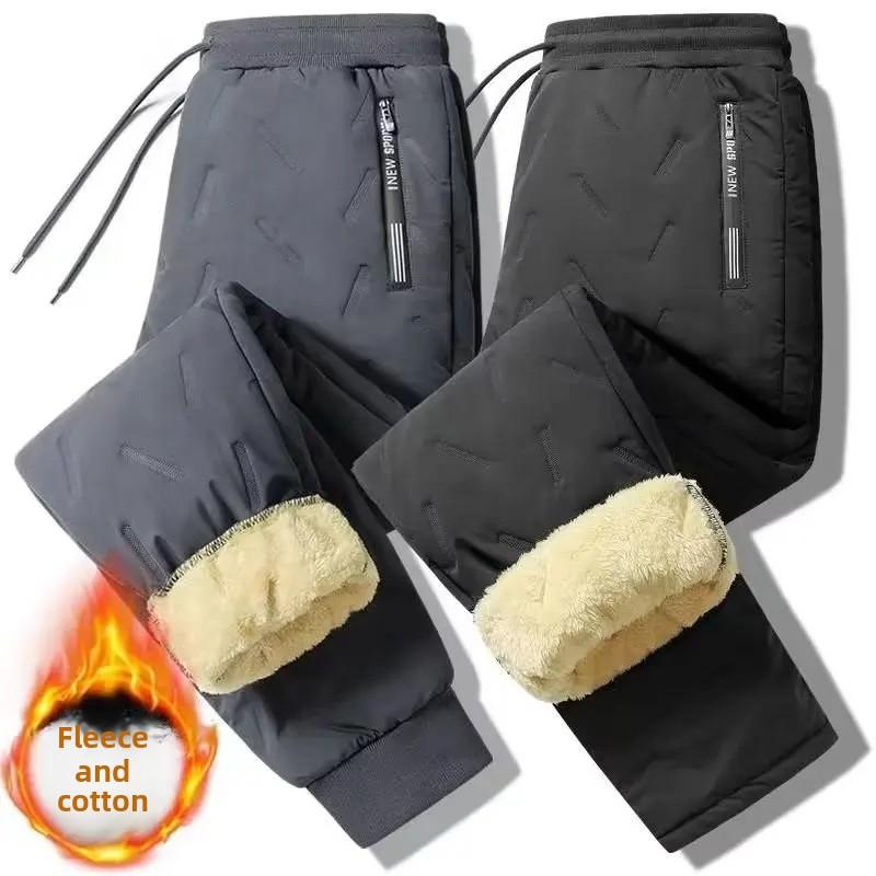 Thickened Sheep Velvet Pants Men's Winter Outerwear Warm Fleece-lined Pants Fashionable Waterproof Downcotton Wadded Trousers