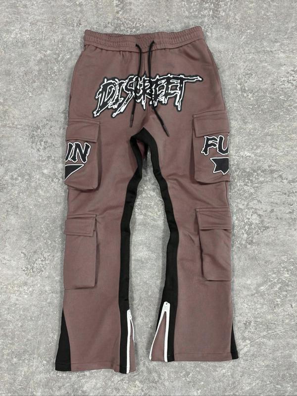 Men's Letter Print Pants, Casual Comfy Loose Fit Trousers for Daily Wear, Fashion Men's Bottoms for All Seasons