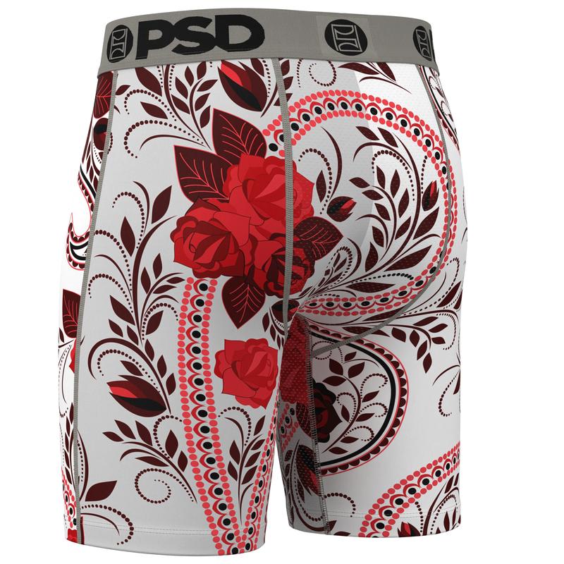 PSD Men's Paisley Blanco Boxer Brief - Standard Length 7 Inch Inseam, Moisture-Wicking 4-Way Stretch