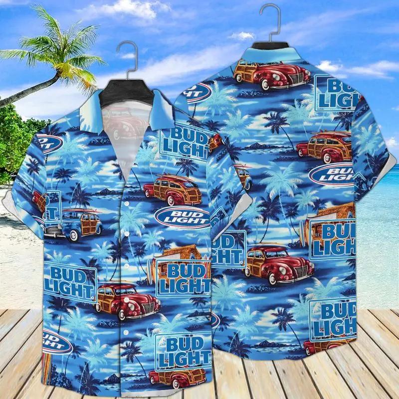 Bud Light Hawaiian Sea Island Pattern hawaiian shirt, hawaii beer Loves Shirt